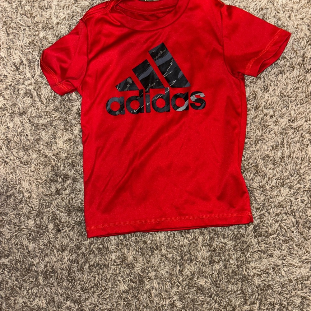 Adidas Red Short Sleeve Tee with Logo